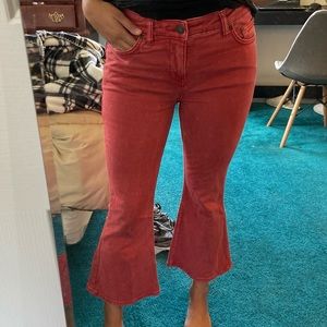 Free People Red Flare Jeans